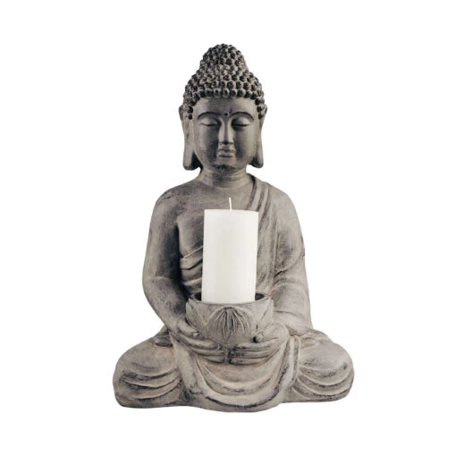 BUDDHA Statue Mit Kerzenteller Höhe 46cm -Tischdeko Verkauf 10215752 3