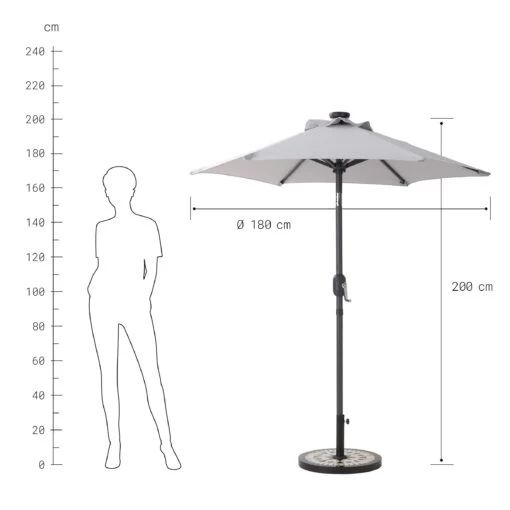 SUN & STARS Sonnenschirm Mit LED-Solar-Lichter Ø180cm -Tischdeko Verkauf 10223847 2